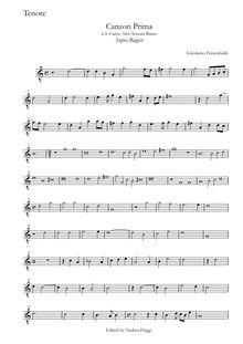 Partition ténor (g clef), Canzon Prima à , Canto Alto ténor Basso