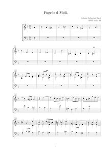 Partition complète, Fugue en D minor, BWV Anh.99, D minor, Bach, Johann Sebastian