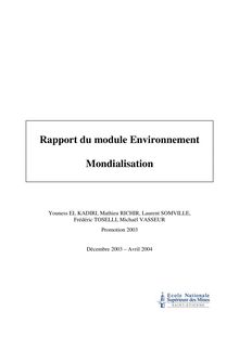 Rapport du module environnement mondialisation