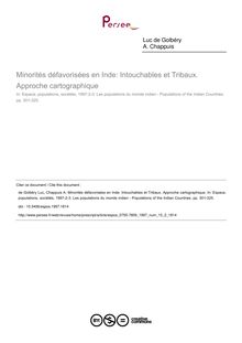 Minorités défavorisées en Inde: Intouchables et Tribaux. Approche cartographique - article ; n°2 ; vol.15, pg 301-325