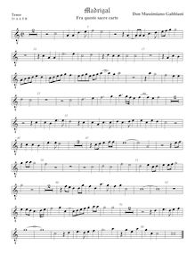 Partition ténor viole de gambe 3, octave aigu clef, Fra queste sacre carte