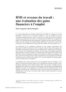 RMI et revenus du travail : une évaluation des gains financiers à l emploi - article ; n°1 ; vol.346, pg 103-122