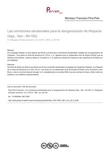 Las comisiones senatoriales para la reorganización de Hispania (App., Iber., 99-100) - article ; n°2 ; vol.23, pg 83-104