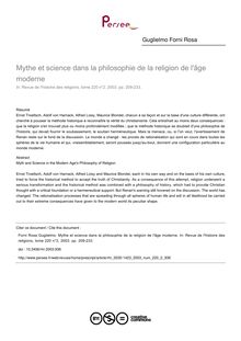 Mythe et science dans la philosophie de la religion de l âge moderne - article ; n°2 ; vol.220, pg 209-233