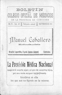 Boletín del Colegio Oficial de Médicos de la Provincia de Córdoba, n. 123 (1931)
