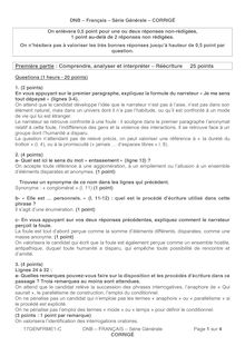 Consignes nationales de correction de l épreuve de français au brevet des collèges