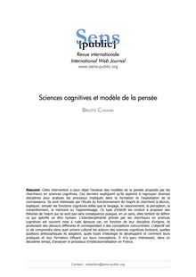Sciences cognitives et modèle de la pensée