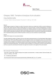 Chiapas 1993. Tentative d analyse d une situation insurrectionnelle - article ; n°5 ; vol.57, pg 1251-1289