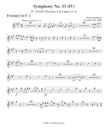 Partition trompette 1, Symphony No.33, A major, Rondeau, Michel par Michel Rondeau