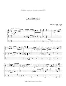 Partition , Grand Chœur en G major, Dix pièces pour orgue ou piano pédalier
