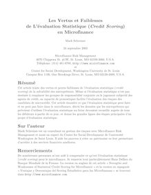 Les Vertus et Faiblesses de L évaluation Statistique ( Credit ...