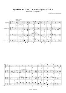 Partition , Menuetto. Allegretto, corde quatuor No.4, Op.18/4, C minor