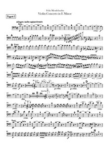Partition basson 1, 2, violon Concerto [No.2], E Minor, Mendelssohn, Felix