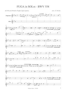 Partition Descant- et aigu enregistrement , Prelude et Fugue G minor