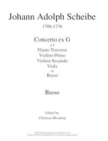 Partition Continuo (violoncelles, Basses, clavier), Concerto pour flûte et cordes par Johann Adolph Scheibe