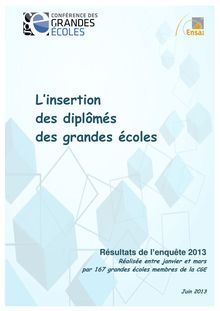 La CGE publie son enquête 2013 sur l Insertion des jeunes diplômés