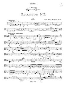 Partition viole de gambe, corde quatuor No.1, Op.11, C major, Müller Berghaus, Karl
