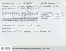 Partition complète, Trio Sonata en D Major, GWV 205, D major, Graupner, Christoph