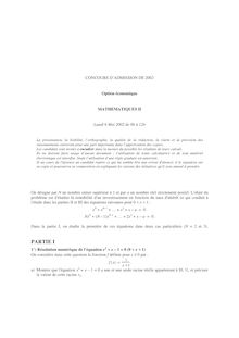 Mathématiques II 2002 Classe Prepa HEC (ECE) ESSEC