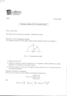 UTBM 2002 mt31 mathematiques : applications semestre 1 partiel