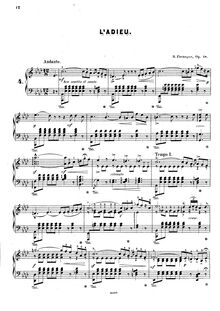 Partition de piano, L Adieu, Op.18, Favarger, René