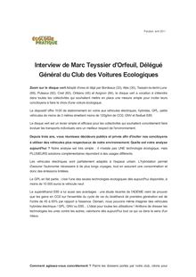 Interview de Marc Teyssier d Orfeuil, Délégué Général du Club des Voitures Ecologiques