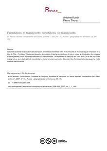 Frontières et transports, frontières de transports - article ; n°1 ; vol.1, pg 89-120