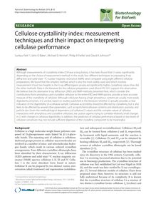 Cellulose crystallinity index: measurement techniques and their impact on interpreting cellulase performance