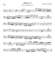 Partition viole de basse, Fugue en F major, F major, Pachelbel, Johann