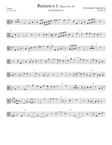 Partition ténor viole de gambe 2, alto clef, Fantasia pour 5 violes de gambe, RC 62