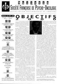 25 Bulletin Société Française de Psycho-Oncologie Janv-Mars 2000