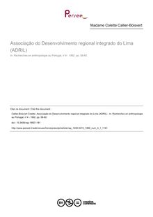 Associaçāo do Desenvolvimento regional integrado do Lima (ADRIL)  - article ; n°1 ; vol.4, pg 58-60