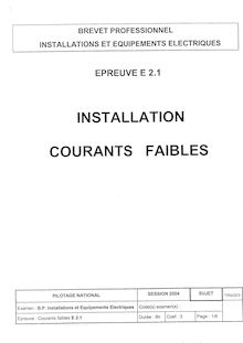 Installation courants faibles 2004 BP - Installations et équipements électriques