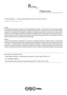 Introduction : Les justifications d une démarche - article ; n°1 ; vol.56, pg 3-11