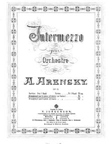 Partition complète, Intermezzo, G minor, Arensky, Anton
