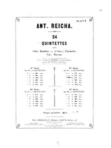 Partition hautbois, Quintuor en Fà mineur, Op.99 No.2, Wind Quintet