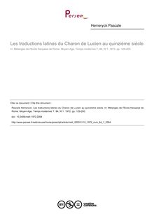 Les traductions latines du Charon de Lucien au quinzième siècle - article ; n°1 ; vol.84, pg 129-200