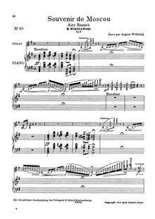 Partition violon et partition de piano, Souvenir de Moscou, Wieniawski, Henri