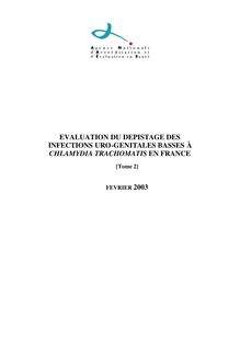 EVALUATION DU DEPISTAGE DES INFECTIONS URO GENITALES BASSES CHLAMYDIA TRACHOMATIS EN FRANCE
