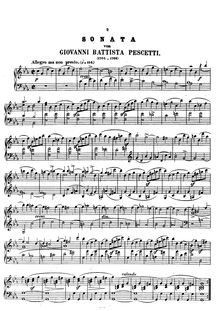 Partition complète, Sonata en C minor, Pescetti, Giovanni Battista