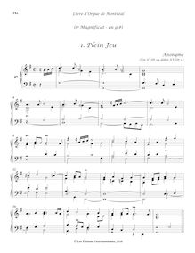 Partition 87-9, (8e) Magnificat en G #: , Plein Jeu - , Fugue - , Duo - , Récit - , Pour la Voix humaine - , Dialogue, Livre d orgue de Montréal