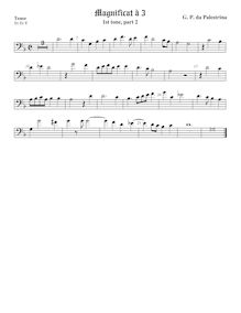 Partition ténor viole de gambe, basse clef, Magnificat Primi Toni