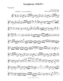 Partition violons I, Symphony No.28, G major, Rondeau, Michel par Michel Rondeau
