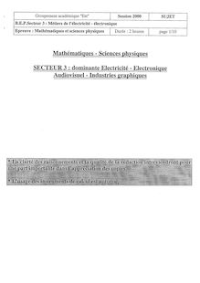 Mathématiques - Sciences physiques 2000 BEP - Electronique