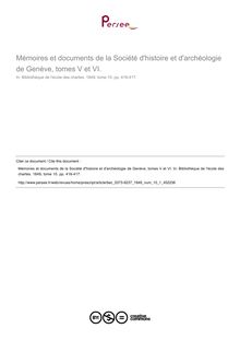 Mémoires et documents de la Société d histoire et d archéologie de Genève, tomes V et VI.  ; n°1 ; vol.10, pg 416-417