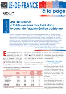 460 000 salariés à faibles revenus d activité dans le coeur de l agglomération parisienne