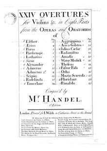 Partition parties complètes, ouvertures, Opera and Oratorio Overtures par George Frideric Handel