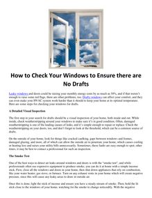 How to Check Your Windows to Ensure there are No Drafts