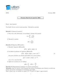 UTBM 2003 mt31 mathematiques : applications semestre 1 final