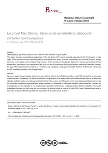 Le projet Mac Sharry : facteurs de sensibilité du débouché céréalier communautaire - article ; n°1 ; vol.211, pg 20-29